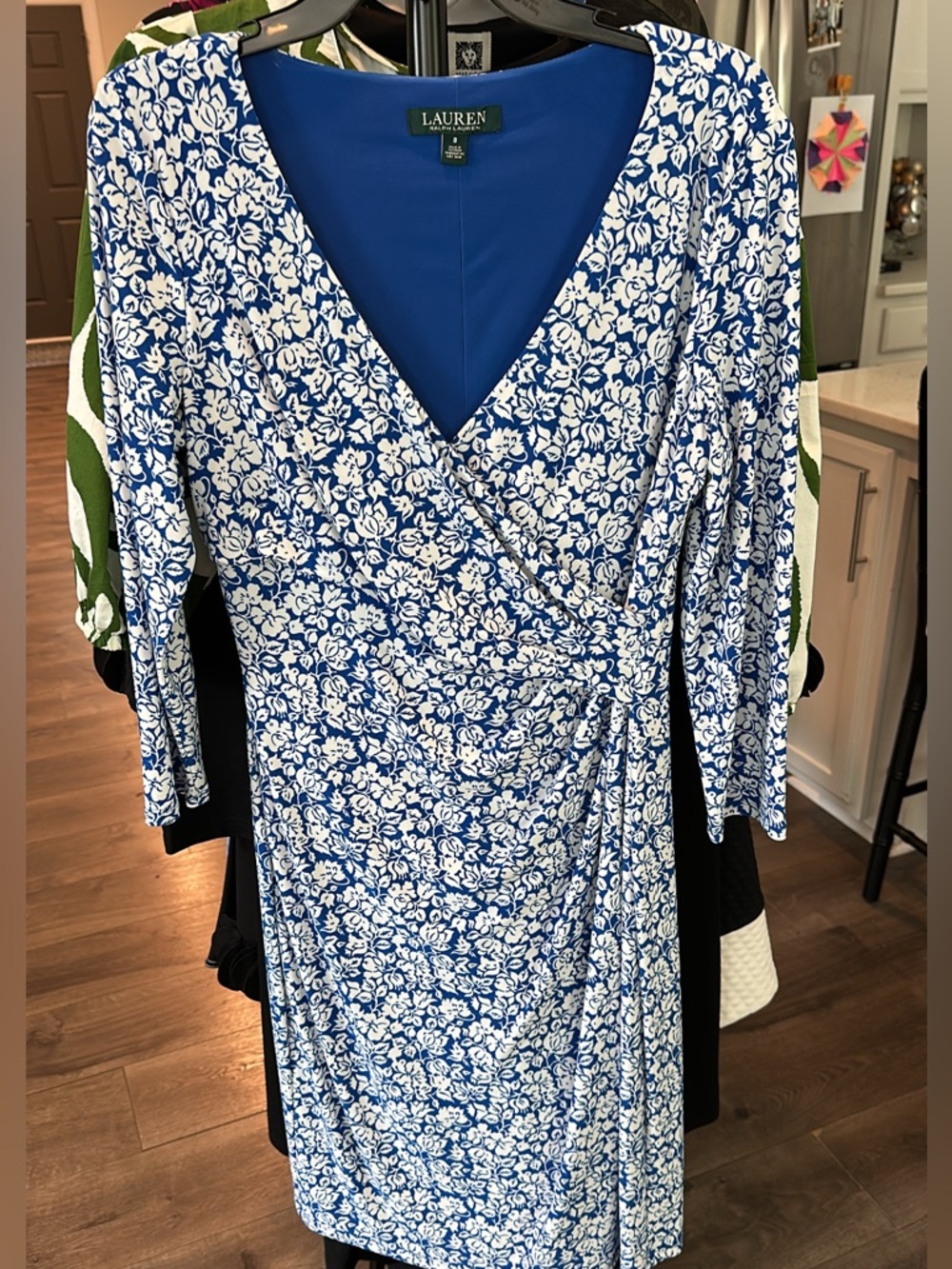 Lauren Ralph Lauren Blue Floral Wrap Dress - Size 8